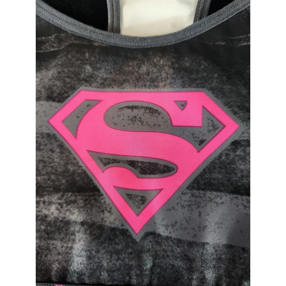 Under Armour superman logo black and‎ pink sports bra size small 14